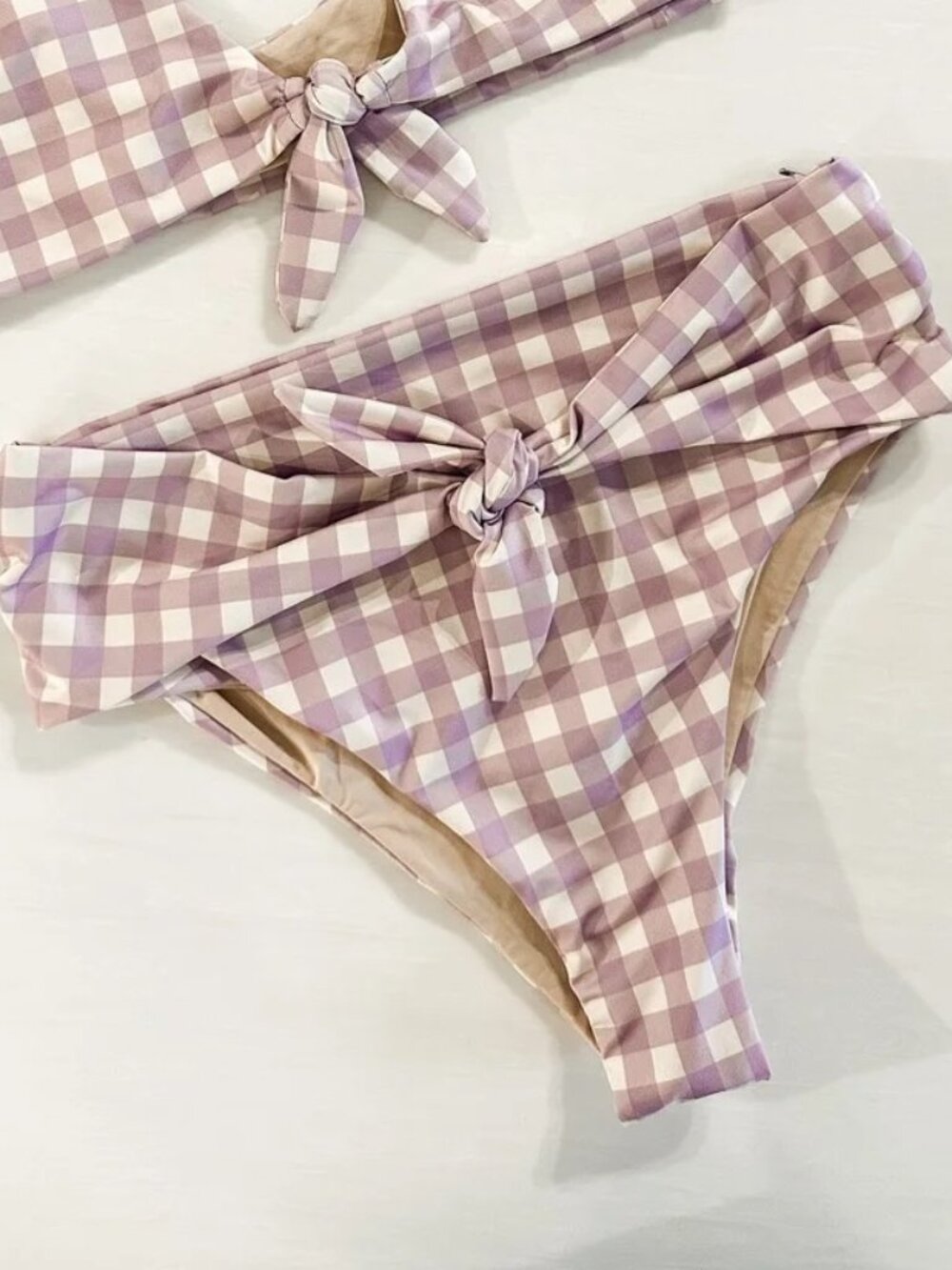 Kitty & Vibe High Hip Purple Gingham Bottoms